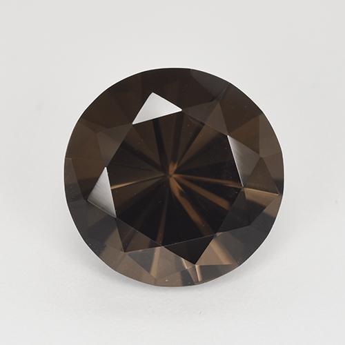 4.96캐럿 천연 다크 브라운 스모키 쿼츠, 라운드 컷, 11.69 mm, VVS