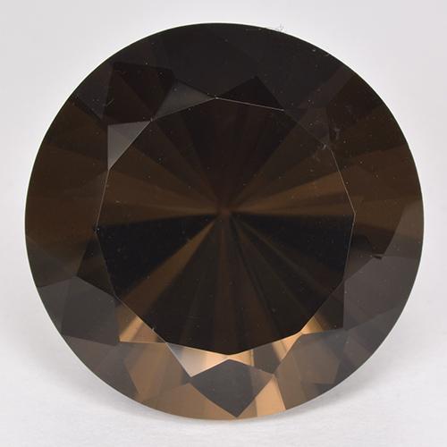 22.11캐럿 천연 히코리 브라운 스모키 쿼츠, 라운드 컷, 18.74 mm, VVS
