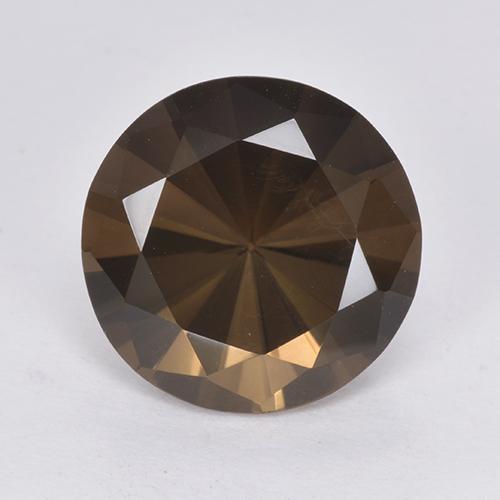 5.90캐럿 천연 엄버 브라운 스모키 쿼츠, 라운드 컷, 12.14 mm, VVS