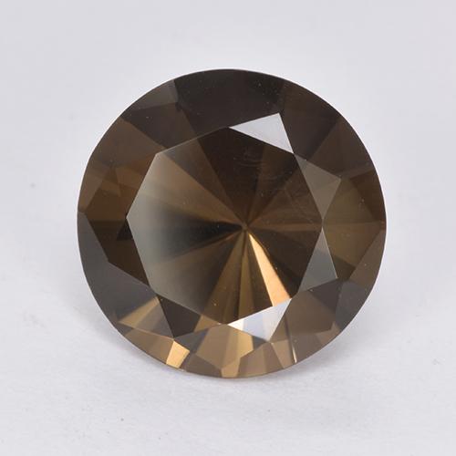 5.90캐럿 천연 엄버 브라운 스모키 쿼츠, 라운드 컷, 12.14 mm, VVS