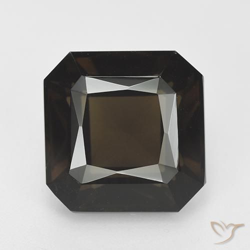 11.77ct 자연스러운 어두운 갈색 스모키 쿼츠, 에메랄드 컷, VVS-VS