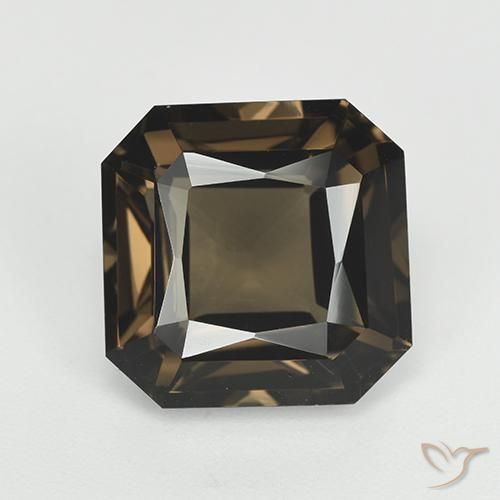 7.65ct 자연스러운 미디엄 다크 브라운 스모키 쿼츠, 에메랄드 컷, VVS