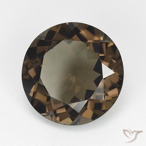 7.96캐럿 천연 브라운 스모키 쿼츠, 라운드 컷, 14.11 mm, VVS-VS