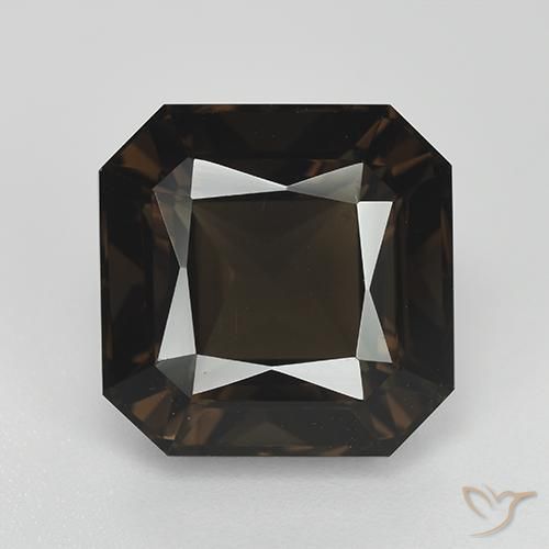 9.07ct 자연스러운 어두운 갈색 스모키 쿼츠, 에메랄드 컷, VVS