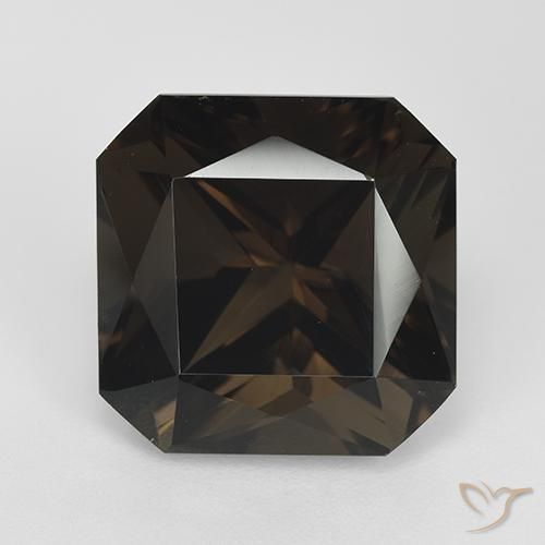 11.02ct 자연스러운 초콜릿 브라운 스모키 쿼츠, 에메랄드 컷, VVS
