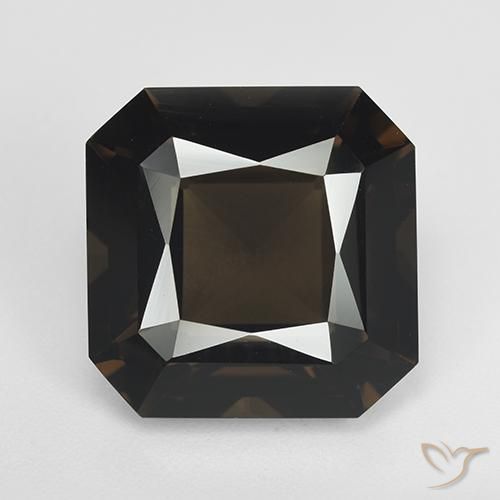 12.19ct 자연스러운 미디엄 브라운 스모키 쿼츠, 에메랄드 컷, VVS