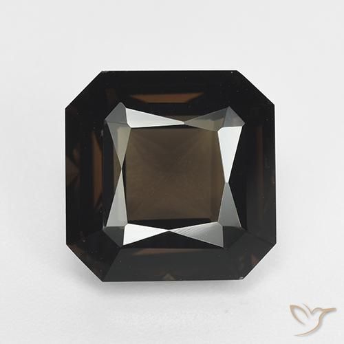 7.54ct 자연스러운 어두운 갈색 스모키 쿼츠, 에메랄드 컷, VVS