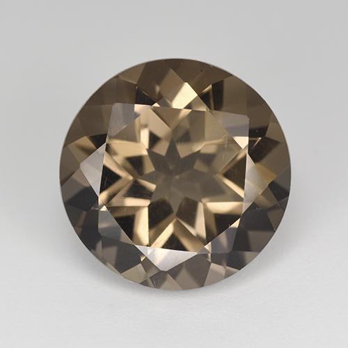 8.82캐럿 천연 웜 브라운 스모키 쿼츠, 라운드 컷, 13.90 mm, VVS-VS