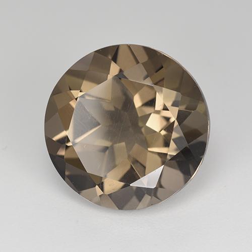 8.82캐럿 천연 웜 브라운 스모키 쿼츠, 라운드 컷, 13.90 mm, VVS-VS