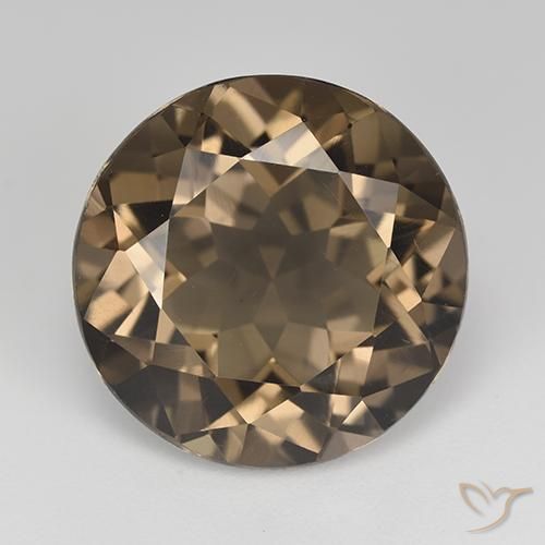 12.79ct 자연스러운 미디엄 다크 브라운 스모키 쿼츠, 둥근, VVS-VS