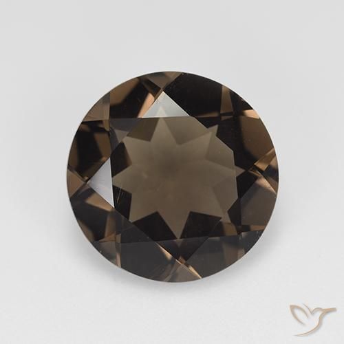 7.63ct 자연스러운 미디엄 브라운 스모키 쿼츠, 둥근, VVS-VS