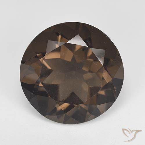 11.72ct 자연스러운 미디엄 브라운 스모키 쿼츠, 둥근, VVS-VS