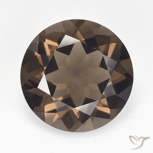 15.70캐럿 천연 히코리 브라운 스모키 쿼츠, 라운드 컷, VVS-VS