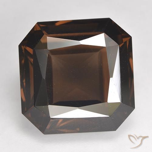 11.87ct 자연스러운 적갈색 스모키 쿼츠, 에메랄드 컷, VVS