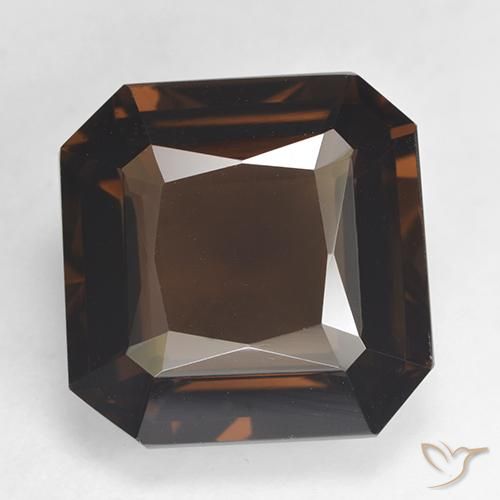 10.50ct 자연스러운 미디엄 브라운 스모키 쿼츠, 에메랄드 컷, VVS