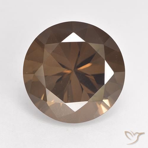 6.40ct 자연스러운 히코리 브라운 스모키 쿼츠, 둥근, VVS-VS
