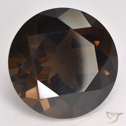 17.71캐럿 천연 딥 초콜릿 브라운 스모키 쿼츠, 라운드 컷, 17.83 mm, VVS-VS