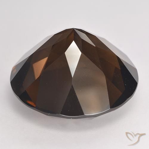 17.71캐럿 천연 딥 초콜릿 브라운 스모키 쿼츠, 라운드 컷, 17.83 mm, VVS-VS