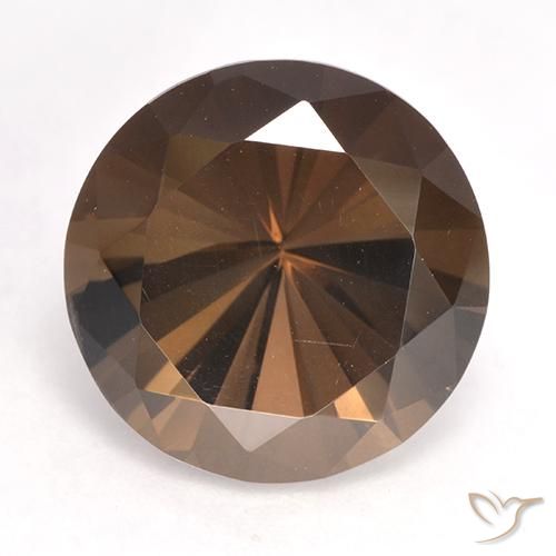 9.01ct 자연스러운 미디엄 브라운 스모키 쿼츠, 둥근, VVS