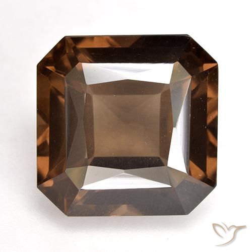 9.51ct 자연스러운 히코리 브라운 스모키 쿼츠, 에메랄드 컷, VS