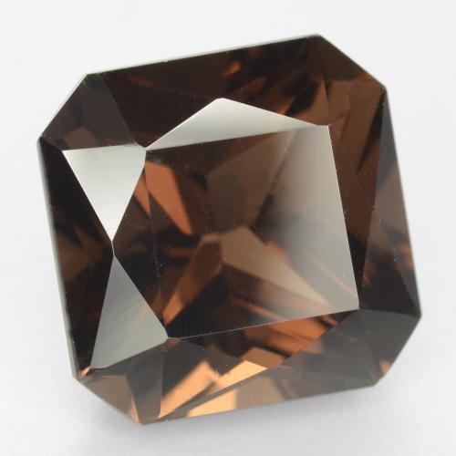 10.00캐럿 천연 브라운 스모키 쿼츠, 에메랄드 컷, 12.9×12.9 mm, VVS