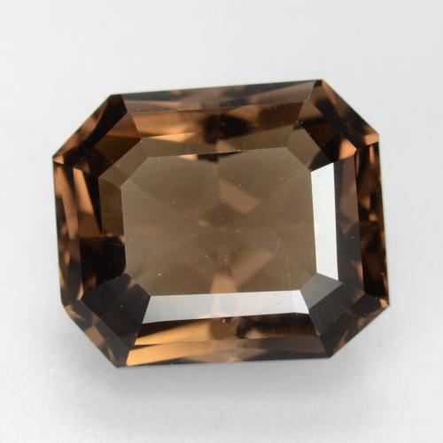 7.41캐럿 천연 초콜릿 브라운 스모키 쿼츠, 에메랄드 컷, 12.9×11 mm, VVS-VS