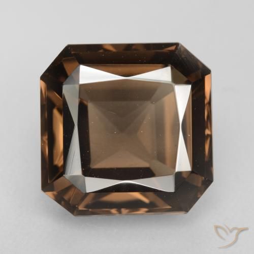 6.96ct 자연스러운 미디엄 브라운 스모키 쿼츠, 에메랄드 컷, VVS