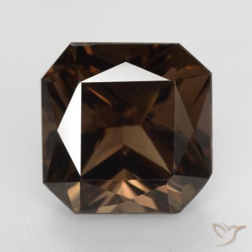 7.12ct 자연스러운 히코리 브라운 스모키 쿼츠, 에메랄드 컷, VVS
