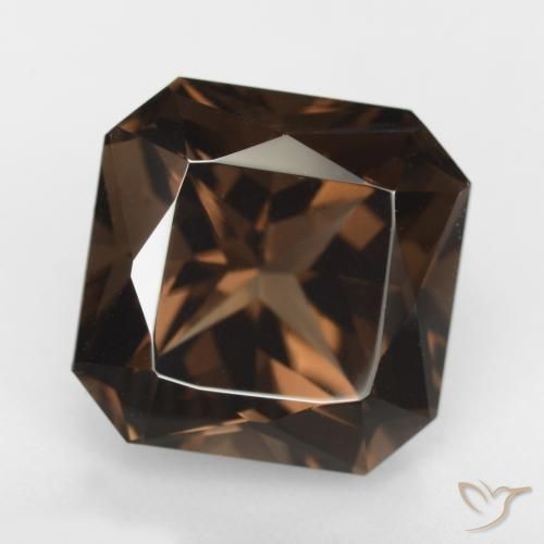 11.88ct 자연스러운 초콜릿 브라운 스모키 쿼츠, 에메랄드 컷, VVS-VS