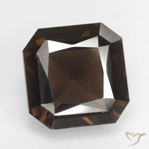 12.94ct 자연스러운 어두운 갈색 스모키 쿼츠, 에메랄드 컷, VVS