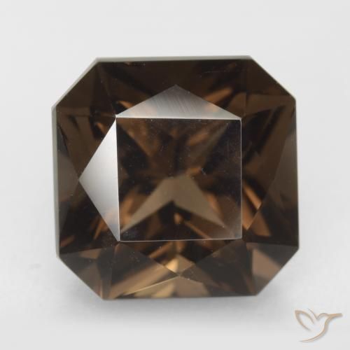 7.49ct 자연스러운 어두운 갈색 스모키 쿼츠, 에메랄드 컷, VVS-VS