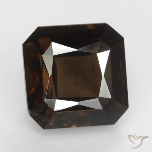 6.87ct 자연스러운 히코리 브라운 스모키 쿼츠, 에메랄드 컷, VVS-VS