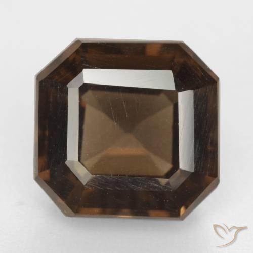 6.55ct 자연스러운 히코리 브라운 스모키 쿼츠, 에메랄드 컷, VVS-VS