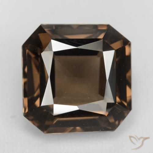 6.53캐럿 천연 브라운 스모키 쿼츠, 에메랄드 컷, 11.5×11.4 mm, VVS