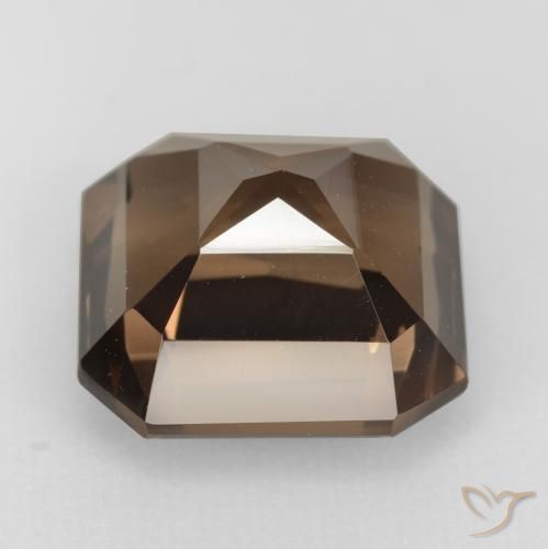 6.53캐럿 천연 브라운 스모키 쿼츠, 에메랄드 컷, 11.5×11.4 mm, VVS