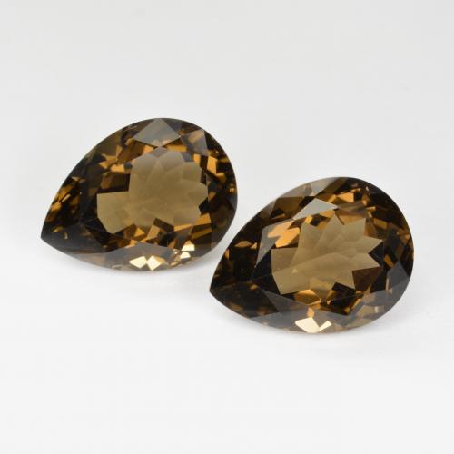 13.45캐럿 천연 웜 브라운 스모키 쿼츠 보석, 배 모양, 15.1×11.1 mm, VVS