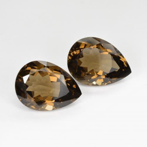 13.45캐럿 천연 웜 브라운 스모키 쿼츠 보석, 배 모양, 15.1×11.1 mm, VVS