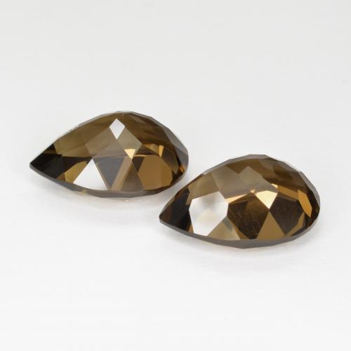 13.45캐럿 천연 웜 브라운 스모키 쿼츠 보석, 배 모양, 15.1×11.1 mm, VVS