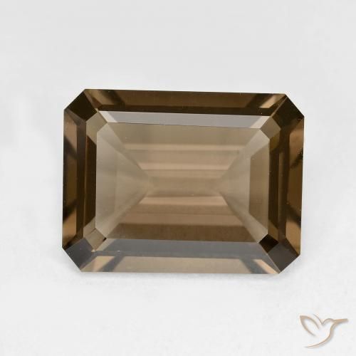 5.33ct 자연스러운 라이트 모카 스모키 쿼츠, 에메랄드 컷, VVS-VS
