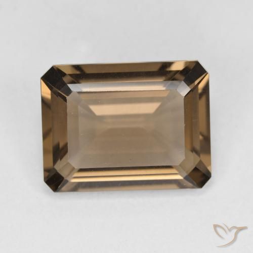 5.27ct 자연스러운 웜 브라운 스모키 쿼츠, 에메랄드 컷, VVS-VS
