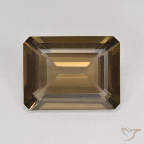 5.38ct 자연스러운 웜 브라운 스모키 쿼츠, 에메랄드 컷, VVS-VS
