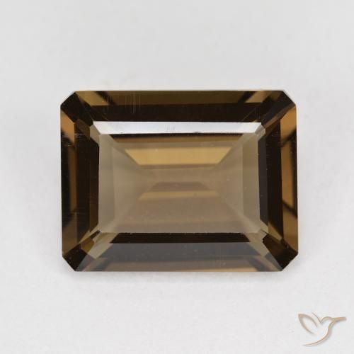 5.37ct 자연스러운 진저브라운 스모키 쿼츠, 에메랄드 컷, VVS-VS