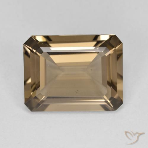 5.51ct 자연스러운 미디엄 라이트 브라운 스모키 쿼츠, 에메랄드 컷, VVS-VS