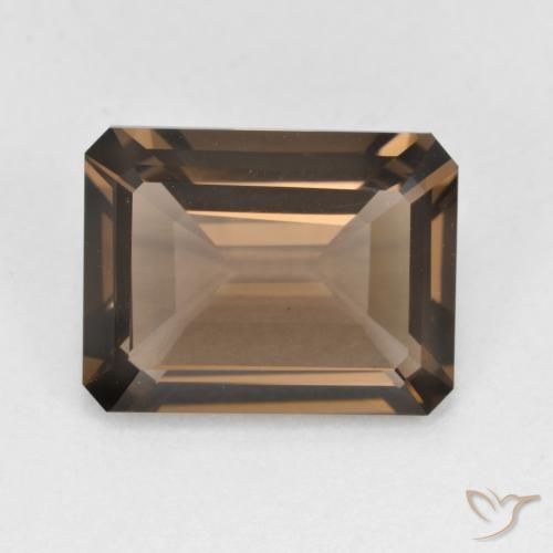 5.39ct 자연스러운 진저브라운 스모키 쿼츠, 에메랄드 컷, VVS-VS