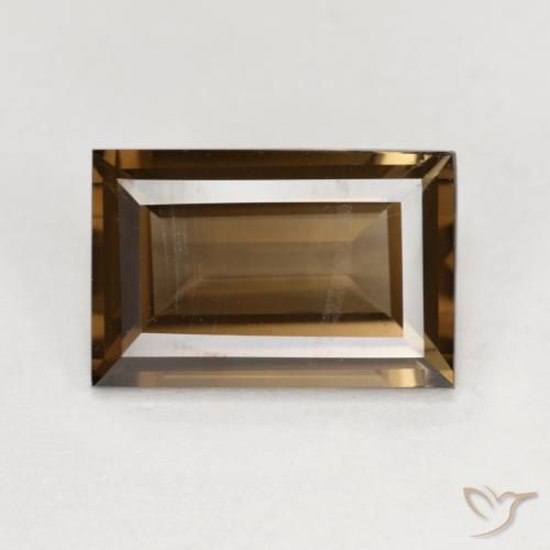 3.58ct 자연스러운 미디엄 다크 브라운 스모키 쿼츠, 바게트, VVS