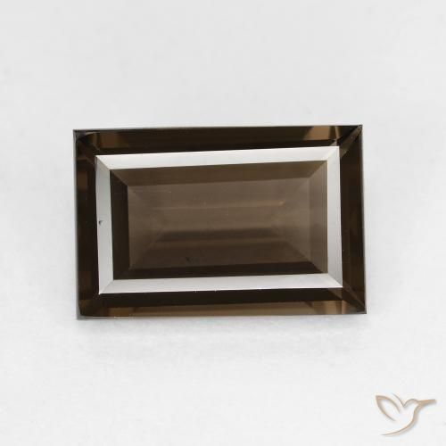 3.45ct 자연스러운 어두운 갈색 스모키 쿼츠, 바게트, VVS-VS