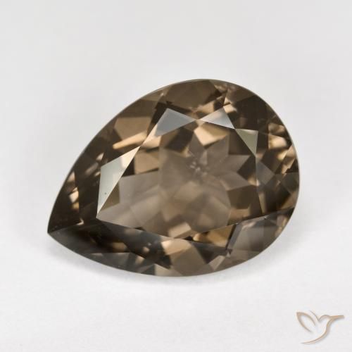 6.19ct 자연스러운 웜 브라운 스모키 쿼츠, 배 모양, VVS-VS