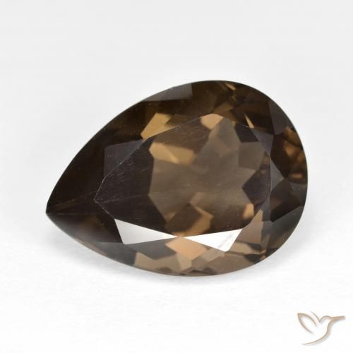 6.51ct 자연스러운 초콜릿 브라운 스모키 쿼츠, 배 모양, VVS-VS