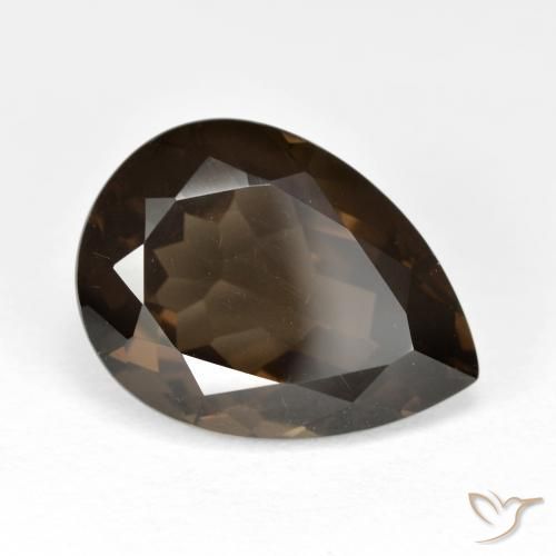 6.79ct 자연스러운 미디엄 브라운 스모키 쿼츠, 배 모양, VVS-VS