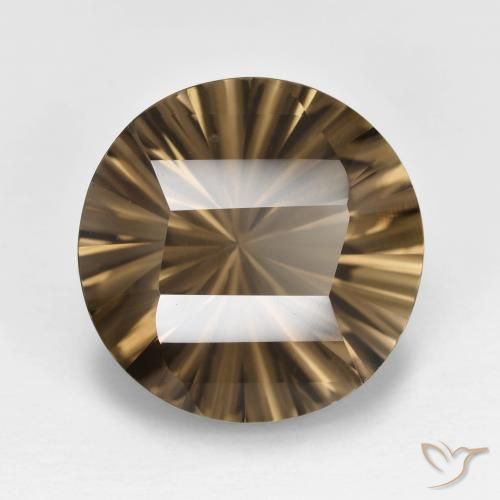 7.77ct 자연스러운 미디엄 라이트 브라운 스모키 쿼츠, 둥근, VVS-VS